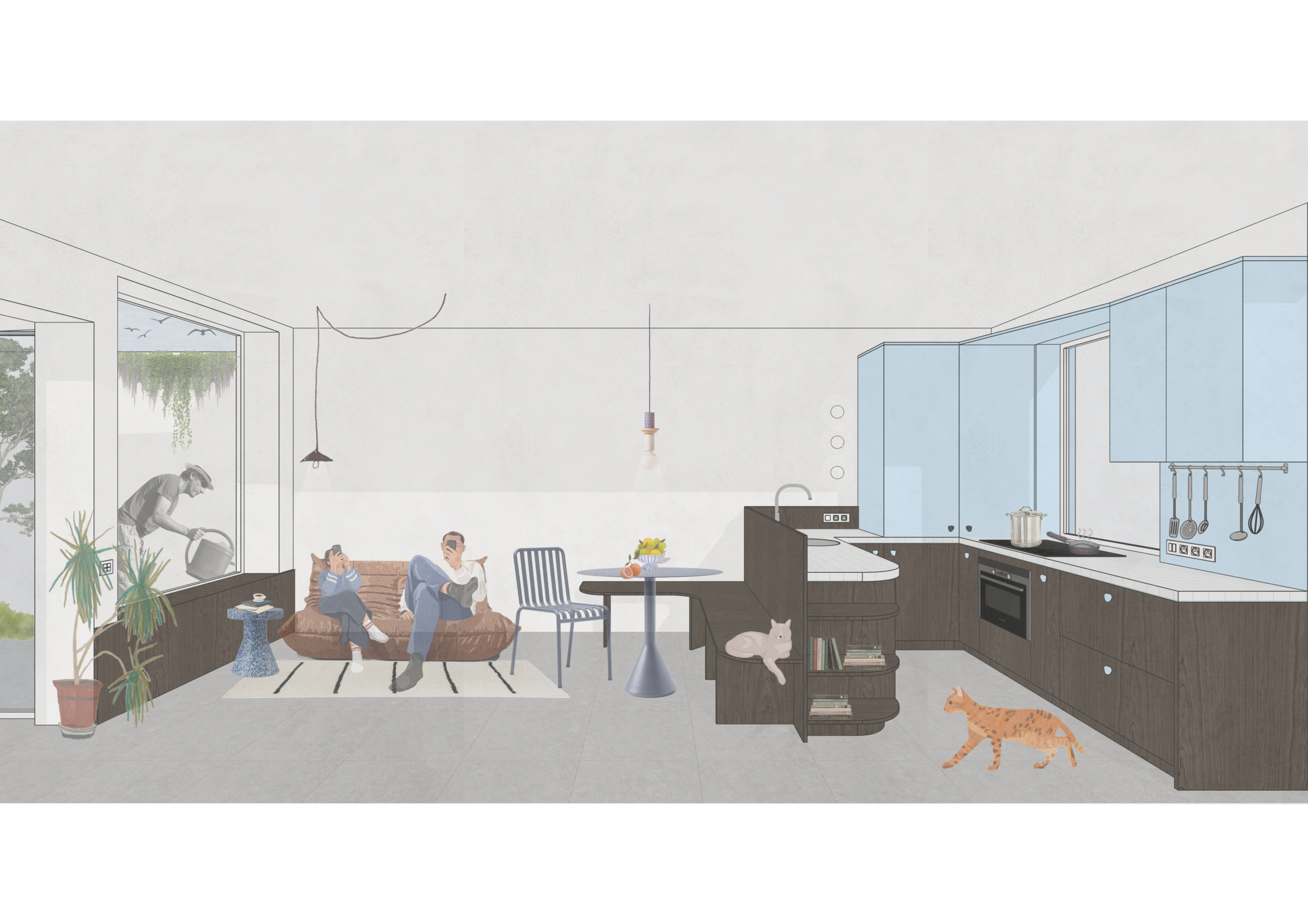 ZWL019 Beeld Woonkamer en keuken